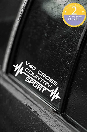 Volvo V40 Cross Country Nabız Kalp Atışı Ritim V40 Cross Country Araç Uyumlu Oto Sticker 2 Adet Beyaz 20*7CM