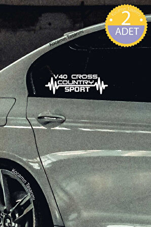 Volvo V40 Cross Country Nabız Kalp Atışı Ritim V40 Cross Country Araç Uyumlu Oto Sticker 2 Adet Beyaz 20*7CM