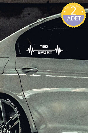 BMW  116d Nabız Kalp Atışı Ritim  116d Araç Uyumlu Oto Sticker 2 Adet Beyaz 20*7CM