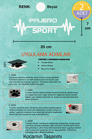 Mitsubishi Pajero Nabız Kalp Atışı Ritim Pajero Araç Uyumlu Oto Sticker 2 Adet Beyaz 20*7CM