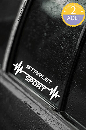 Toyota Starlet Nabız Kalp Atışı Ritim Starlet Araç Uyumlu Oto Sticker 2 Adet Beyaz 20*7CM