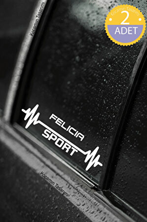 Skoda Felicia Nabız Kalp Atışı Ritim Felicia Araç Uyumlu Oto Sticker 2 Adet Beyaz 20*7CM