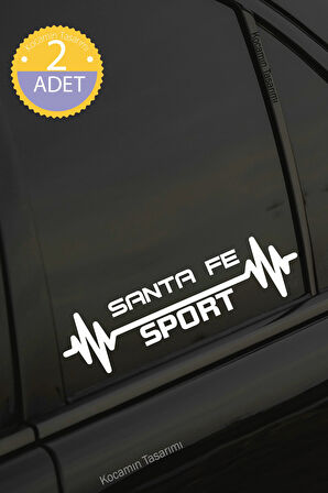 Hyundai Santa Fe Nabız Kalp Atışı Ritim Santa Fe Araç Uyumlu Oto Sticker 2 Adet Beyaz 20*7CM