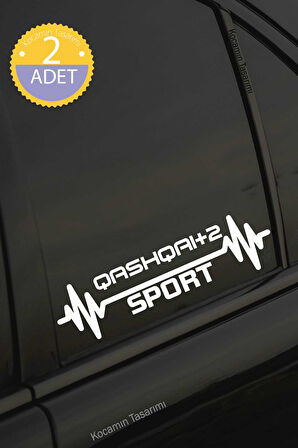 Nissan Qashqai+2 Nabız Kalp Atışı Ritim Qashqai+2 Araç Uyumlu Oto Sticker 2 Adet Beyaz 20*7CM