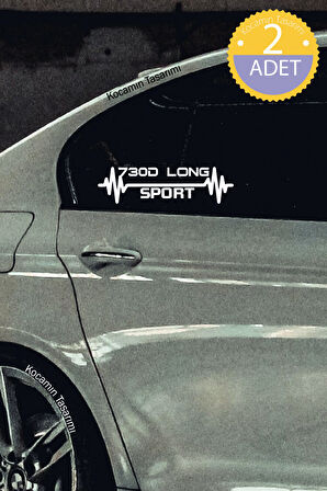 BMW  730d Long Nabız Kalp Atışı Ritim  730d Long Araç Uyumlu Oto Sticker 2 Adet Beyaz 20*7CM