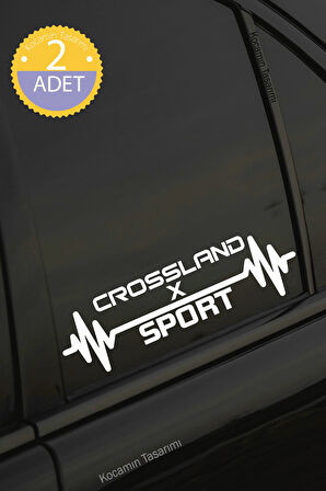 Opel Crossland X Nabız Kalp Atışı Ritim Crossland X Araç Uyumlu Oto Sticker 2 Adet Beyaz 20*7CM