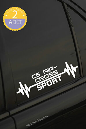 Citroen C5 Aircross Nabız Kalp Atışı Ritim C5 Aircross Araç Uyumlu Oto Sticker 2 Adet Beyaz 20*7CM