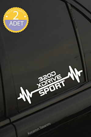 BMW  320d xDrive Nabız Kalp Atışı Ritim  320d xDrive Araç Uyumlu Oto Sticker 2 Adet Beyaz 20*7CM