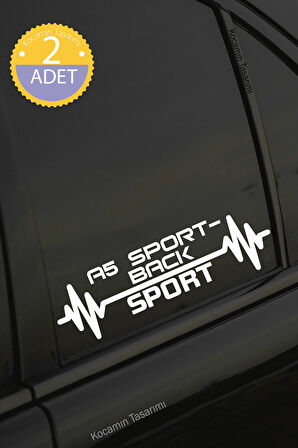 Audi  A5 Sportback Nabız Kalp Atışı Ritim  A5 Sportback Araç Uyumlu Oto Sticker 2 Adet Beyaz 20*7CM
