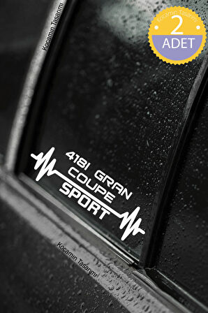 BMW  418i Gran Coupe Nabız Kalp Atışı Ritim  418i Gran Coupe Araç Uyumlu Oto Sticker 2 Adet Beyaz 20*7CM