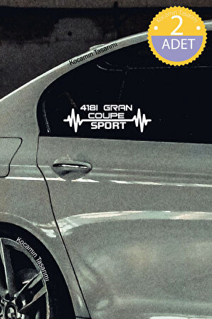 BMW  418i Gran Coupe Nabız Kalp Atışı Ritim  418i Gran Coupe Araç Uyumlu Oto Sticker 2 Adet Beyaz 20*7CM