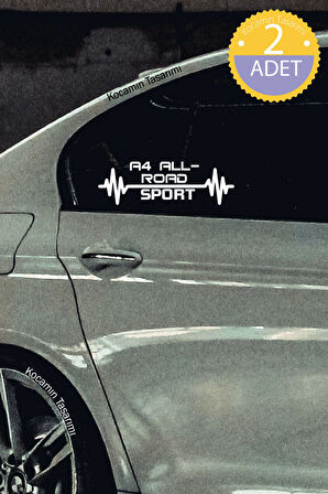 Audi A4 Allroad Quattro Nabız Kalp Atışı Ritim A4 Allroad Quattro Araç Uyumlu Oto Sticker 2 Adet Beyaz 20*7CM