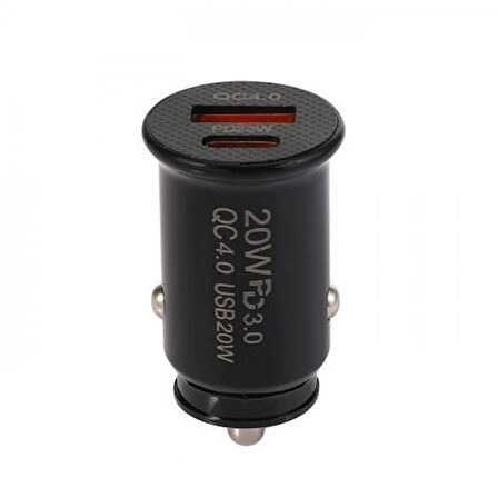  Coofbe Turbo Şarj Akım Korumalı 20W Araç Şarjı USB +Type-C Girişli QC3.0 Araç Çakmaklık Şarj Başlığı