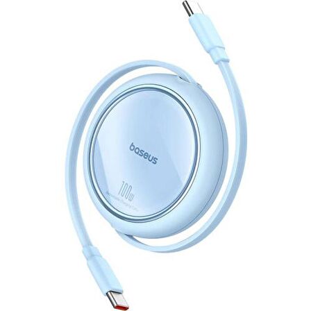 Baseus Super Şarj Makaralı 1Mt 100W Type-C Şarj Kablo Laptop Macbook Şarj iPhone 15 15 Pro Max Şarj