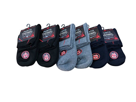 6 Lı Punto Erkek Termal Havlu Kışlık Dikişsiz Konç Çorap 40- 45 No