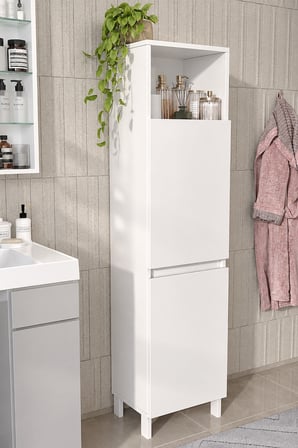 DF03111 2 Bölmeli Devrilir Çamaşır Sepetli Banyo Dolabı Çok Amaçlı Kirli Çamaşır Sepeti Dolabı