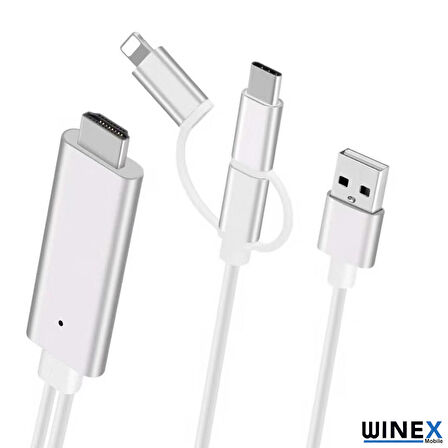 Global 3in1 Arsky Micro, Type-C, Lightning to 4K Hdmi Hdtv Dönüştürücü WNE0053