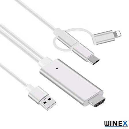 Global 3in1 Arsky Micro, Type-C, Lightning to 4K Hdmi Hdtv Dönüştürücü WNE0053