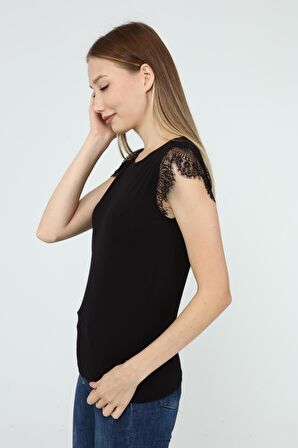 DRR Moda Dantelli Yarım Kol Bluz