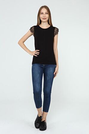 DRR Moda Dantelli Yarım Kol Bluz