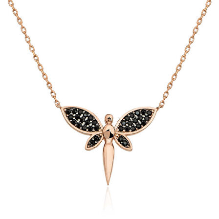 ​Gümüş Rose Siyah Yusufçuk Kadın Kolye