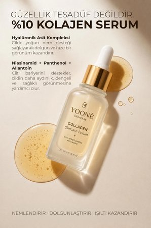 Yooné Skincare Collagen Serum 30 ml Yoğun Kolajen Bakımı ile Nemli ve Canlı Cilt Görünümü