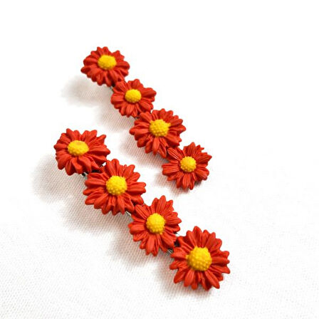 Uretti - Hülya 6683 El Yapımı Çiçek Desenli Polimer Kil 2’li Set Yan Saç Tokası / 7.5 cm