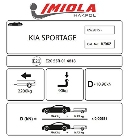 Hakpol - Kia Sportage 09/2015 - 07/2018 Arası Çeki Demiri