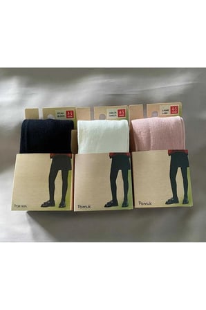 Pamuklu 3'lü Kız Çocuk Cotton Renkli Külotlu Çorap