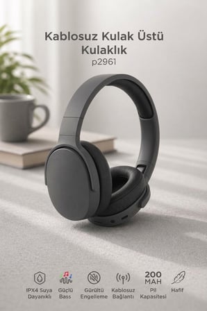 Bluetooth Kulaklık Kulak Üstü Kablosuz Kulaklık P2961 