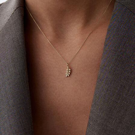 Zeytin Dalı Taşlı Kolye