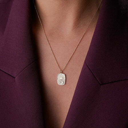 Dikdörtgen Plaka Gündüz Gece Kolye