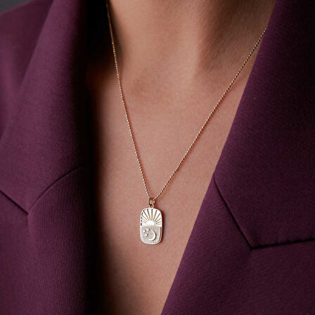 Dikdörtgen Plaka Gündüz Gece Kolye