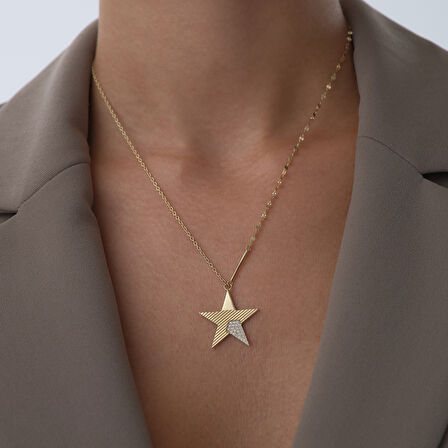 Shine Taşlı Yıldız Kolye