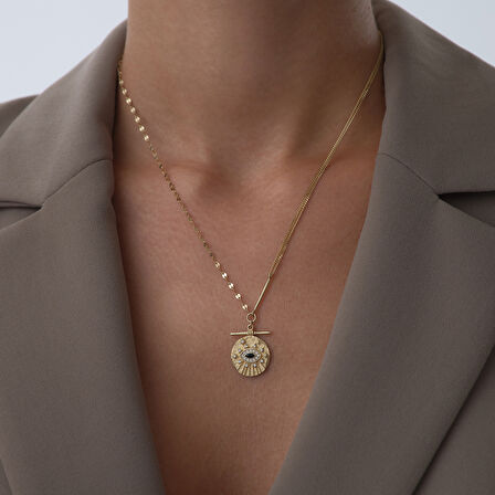 Işıltılı Siyah Göz Kolye