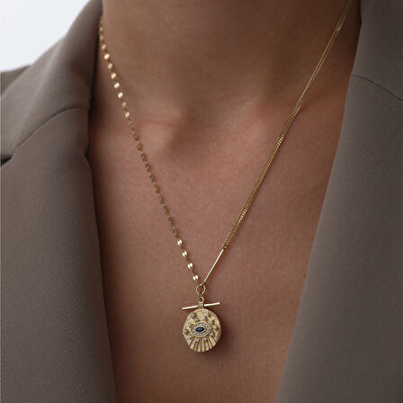 Işıltılı Siyah Göz Kolye