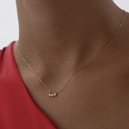 Mini Üç Taşlı Kolye