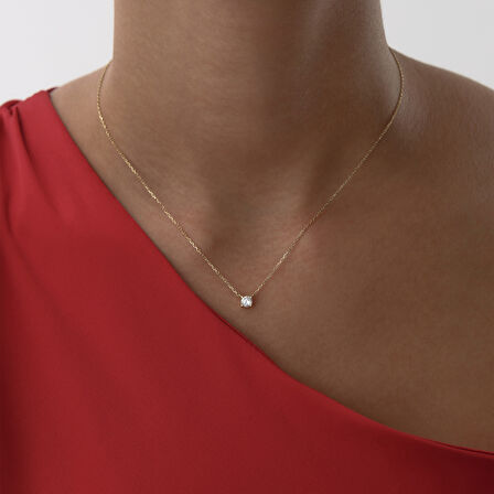 Mini Yuvarlak Tektaş Kolye