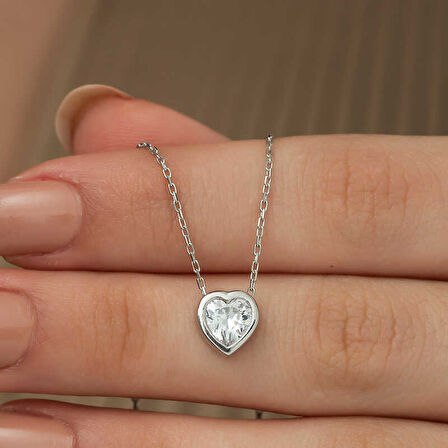 925 Ayar Gümüş Kalp Kadın Gümüş Kolye