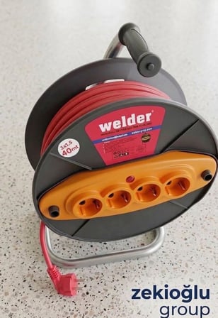Welder Makaralı Seyyar Uzatma Kablosu 3x1,5 mm 40 Metre Kablo Elektrik Uzatma Makarası 4 girişli