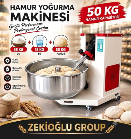 50 KG Hamur Kapasiteli Profesyonel Hamur Makinesi KAYIŞLI MODEL Hamur Yoğurma Makinesi Hamur Karma Makinesi Çıkmalı Kazan 