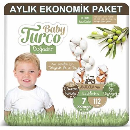 Baby Turco Doğadan 7 Numara XX Large 112'li Bel Bantlı Bez