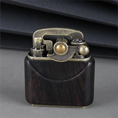 Sm-090T Vintage Benzinli Ahşap Çakmak Siyah