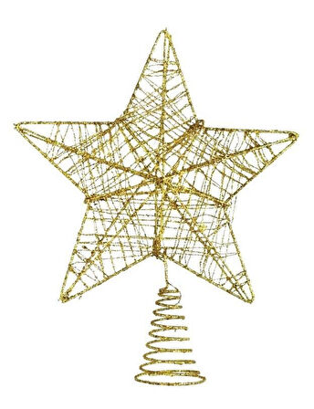 Yılbaşı Ağacı Tepelik - Tel Simli Yaylı Altın, 28 cm