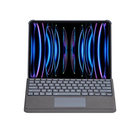 Apple T5509D iPad Pro 12.9 (2022) Kılıf Palermo Ledli Klavyeli Standlı Tablet Kılıfı - Siyah