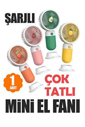 Renkli Şarjlı Mini El Fanı ve Standlı Masa Fanı Çanta Boy Vantilatör Pervane Taşınabilir Mix Renk