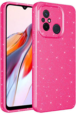 Xiaomi Redmi 12C Kılıf Kamera Korumalı Simli Parıltılı Lüks Silikon