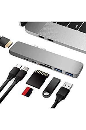 Type C 7 in1 Macbook Uyumlu 4K Hdmi-Kart Okuyucu- 100w Type c