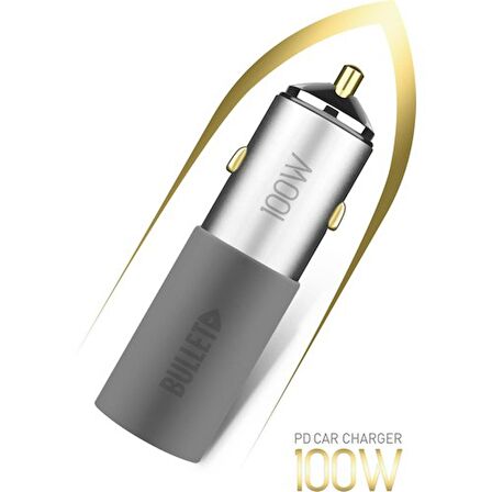 Powerway Bullet 100W Araç Çakmaklık Şarj Cihazı Type-C ve USB Çıkışlı Profesyonel Turbo Hızlı Araç Şarj