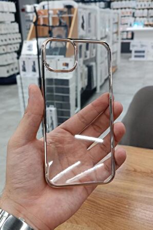iPhone 15 Plus Kılıf Kamera ve Lens Korumalı Şeffaf Renkli Çerçeveli Sert PC Lüx Kapak 